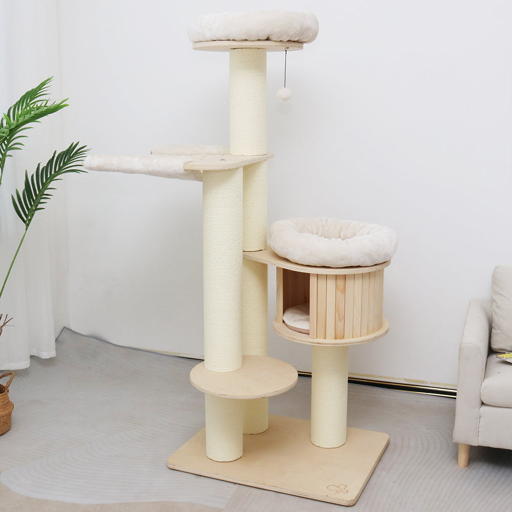 CATIO VINTAGE Solid Wood Cat Climbing Tree Post Scratcher 176cm V390-C2501