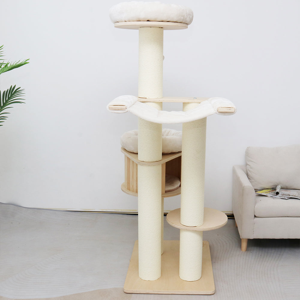 CATIO VINTAGE Solid Wood Cat Climbing Tree Post Scratcher 176cm V390-C2501