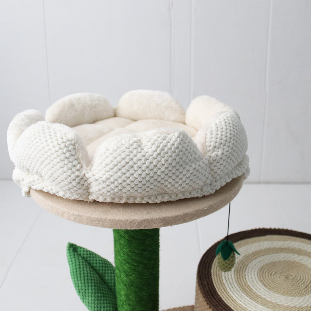 CATIO Log Cat House With White Camelia Cat Scratching Tree V390-C7062