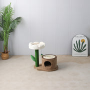 CATIO Log Cat House With White Camelia Cat Scratching Tree V390-C7062