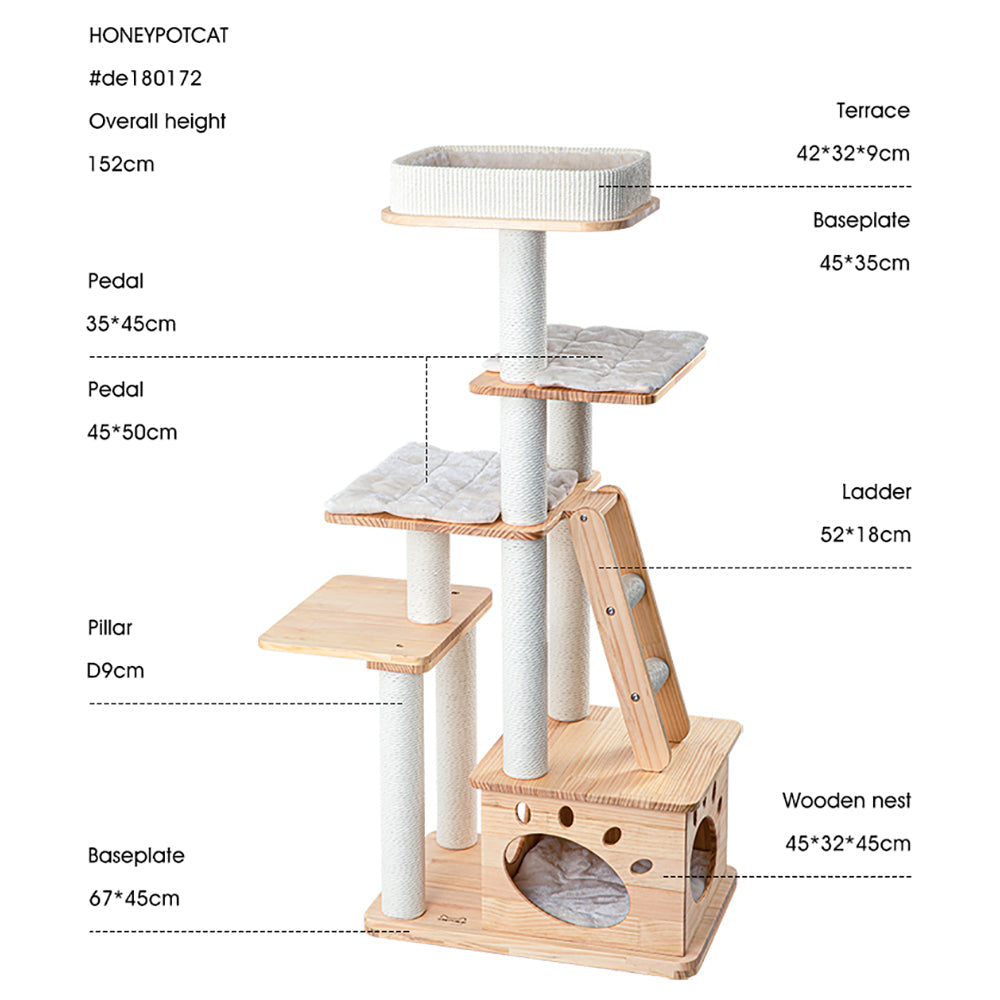 HONEYPOTCAT Elegant Wood Retreat - 146cm V390-DE180172