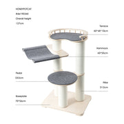 HONEYPOTCAT Leisure Loft With Hammock & Scratch Post - Gray Felt - 127cm V390-DE190360