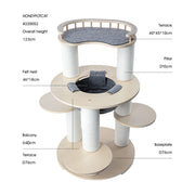 HONEYPOTCAT Harmony Wood Cat Tower - 123cm