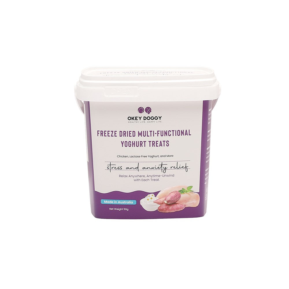 OKEY DOGGY Freeze Dried Stress & Anxiety Relief Multifunctional Yoghurt Pet Treats 50g V390-OD24FDTSAR001