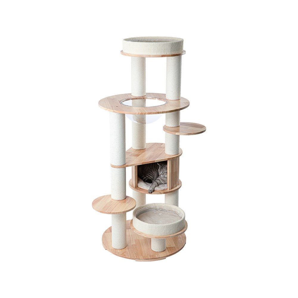 HONEYPOTCAT MZ Varnished Solid Wood Cat Tower With Capsule - 163cm V390-V190328PRO