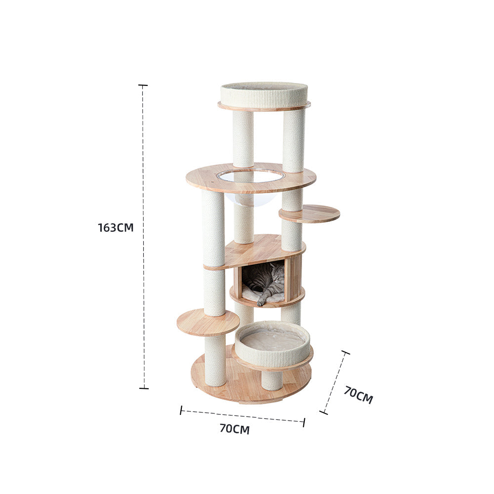 HONEYPOTCAT MZ Varnished Solid Wood Cat Tower With Capsule - 163cm V390-V190328PRO