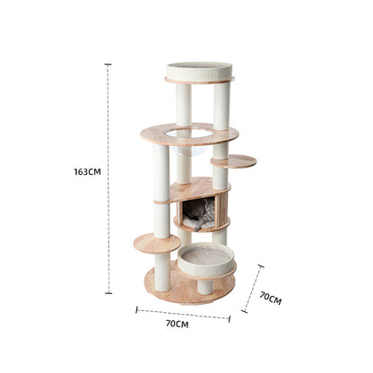 HONEYPOTCAT MZ Varnished Solid Wood Cat Tower With Capsule - 163cm V390-V190328PRO