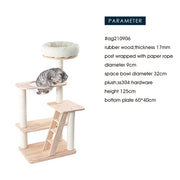 HONEYPOTCAT Serenity Plush Top Cat Tower - Wood Varnish 125cm V390-V210906