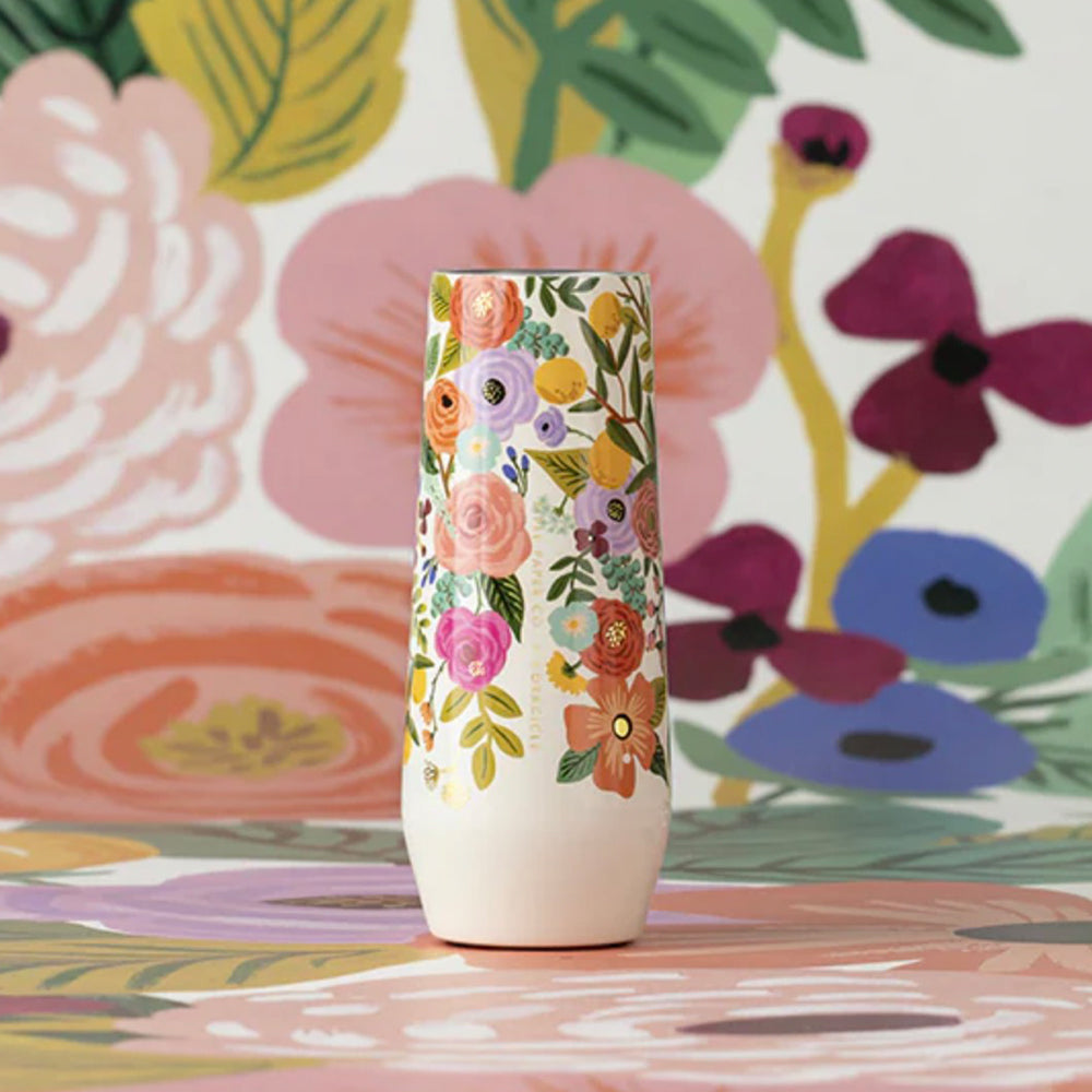 Corkcicle Stemless Flute - 207ml Rifle Paper - Garden Party Cream V398-CK-RP2408GCGP