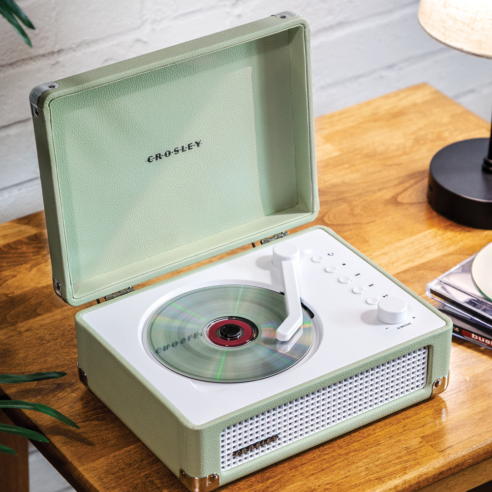 Crosley Cruiser Portable Retro CD Player with Stereo Bluetooth Speakers, FM Radio - Mint V398-CR3505A-MT
