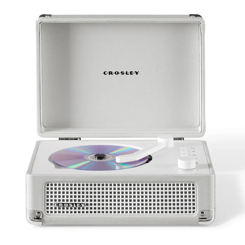 Crosley Cruiser Portable Retro CD Player with Stereo Bluetooth Speakers, FM Radio - White Sands V398-CR3505A-WS