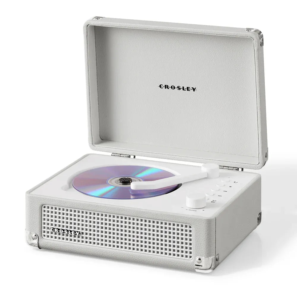 Crosley Cruiser Portable Retro CD Player with Stereo Bluetooth Speakers, FM Radio - White Sands V398-CR3505A-WS