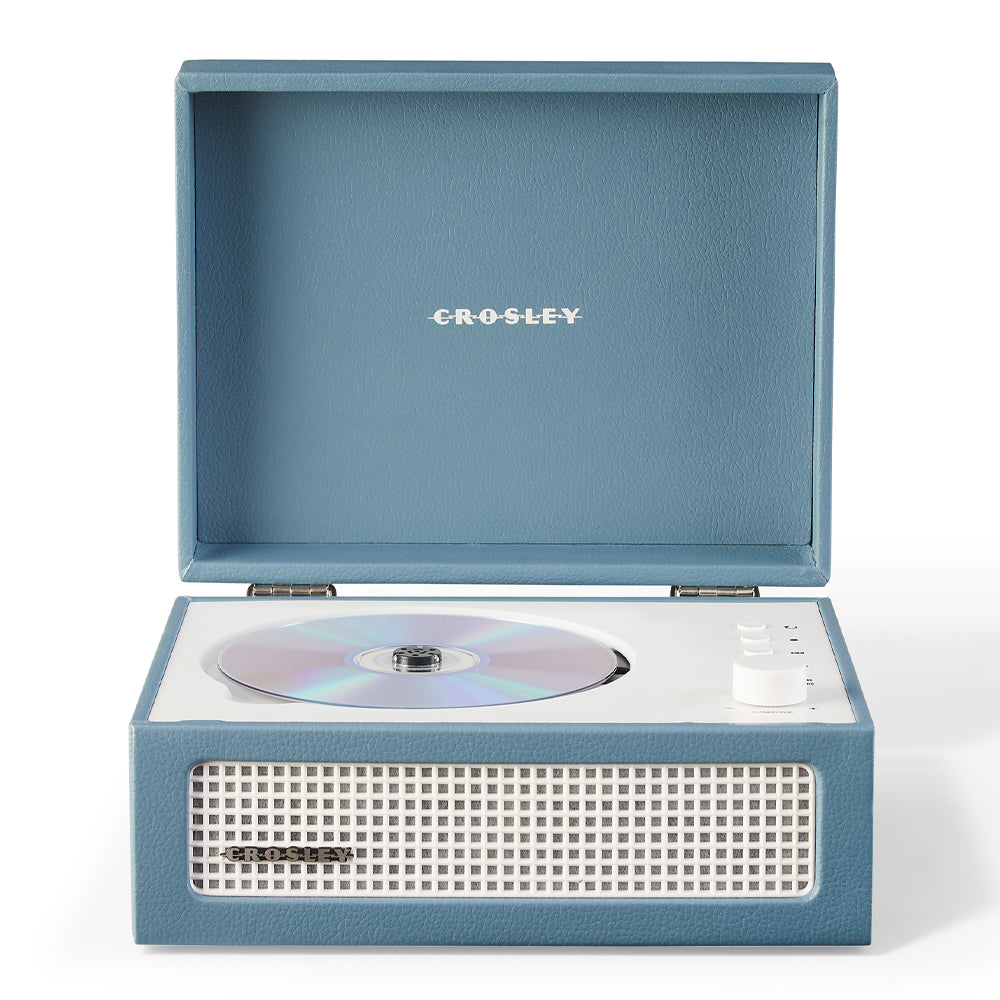 Crosley Voyager Portable Retro CD Player with Stereo Bluetooth Speakers, FM Radio - Washed Blue V398-CR3517A-WB