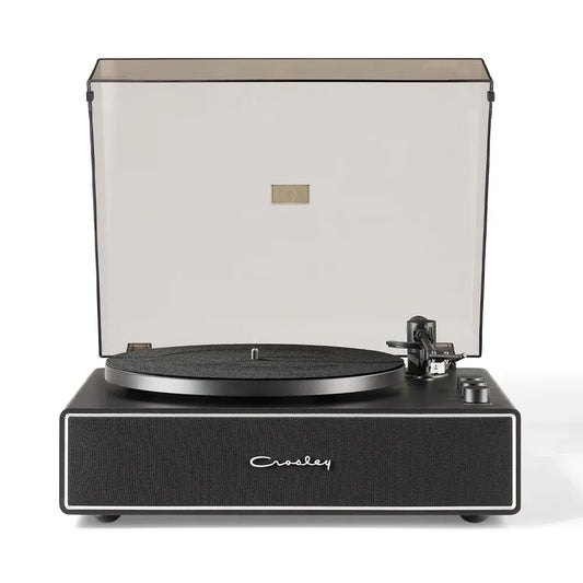 Crosley Stave 2-Speed Bluetooth Record Player Turntable with Built-in Speakers, Black V398-CR6046A-BKSL4