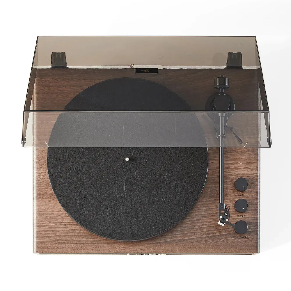 Crosley Stave 2-Speed Bluetooth Record Player Turntable with Built-in Speakers, Walnut V398-CR6046A-WAGL4