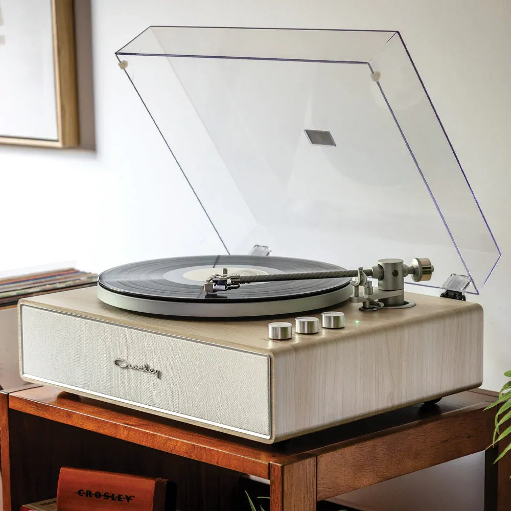 Crosley Stave 2-Speed Bluetooth Record Player Turntable with Built-in Speakers + Crosley Asheville Stand V398-CR6046AMS-NA
