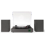 Crosley Zane 3-Speed Bluetooth Vinyl Record Player Turntable, with Matching Stereo Speakers - Black V398-CR7503A-BK4