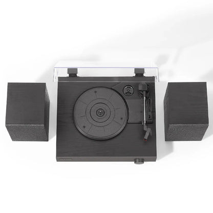 Crosley Zane 3-Speed Bluetooth Vinyl Record Player Turntable, with Matching Stereo Speakers - Black V398-CR7503A-BK4