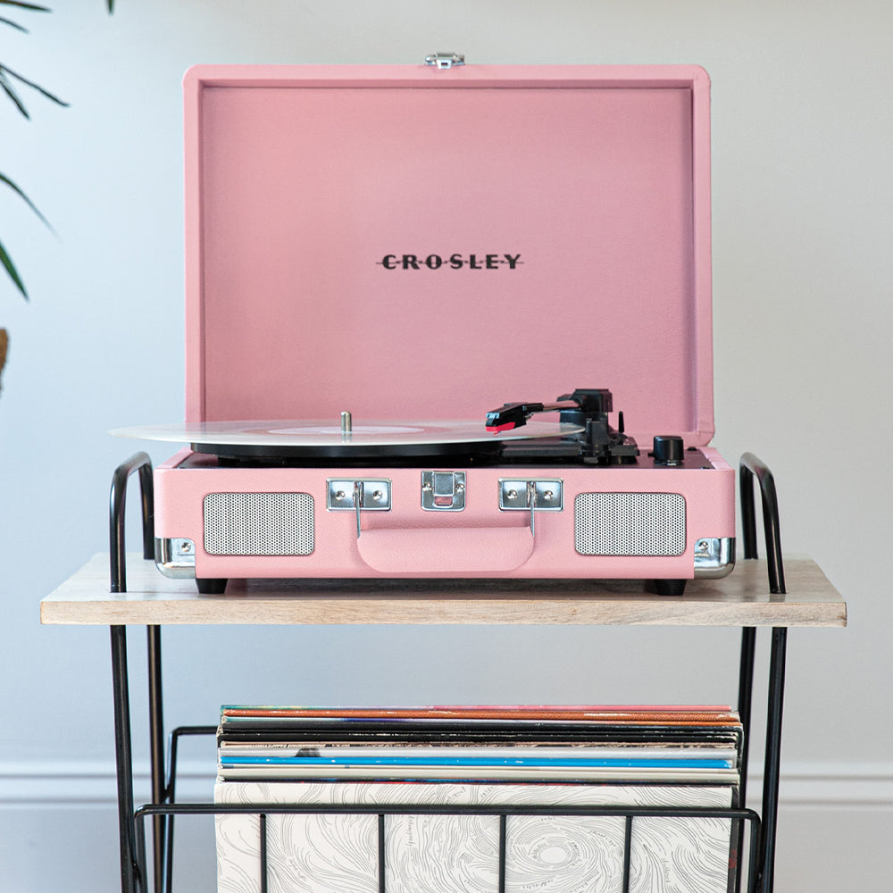Crosley Cruiser Bluetooth Portable Turntable - Blush Pink + Bundled Majority D40X Bluetooth Speakers V398-CR8005EMY-BH4
