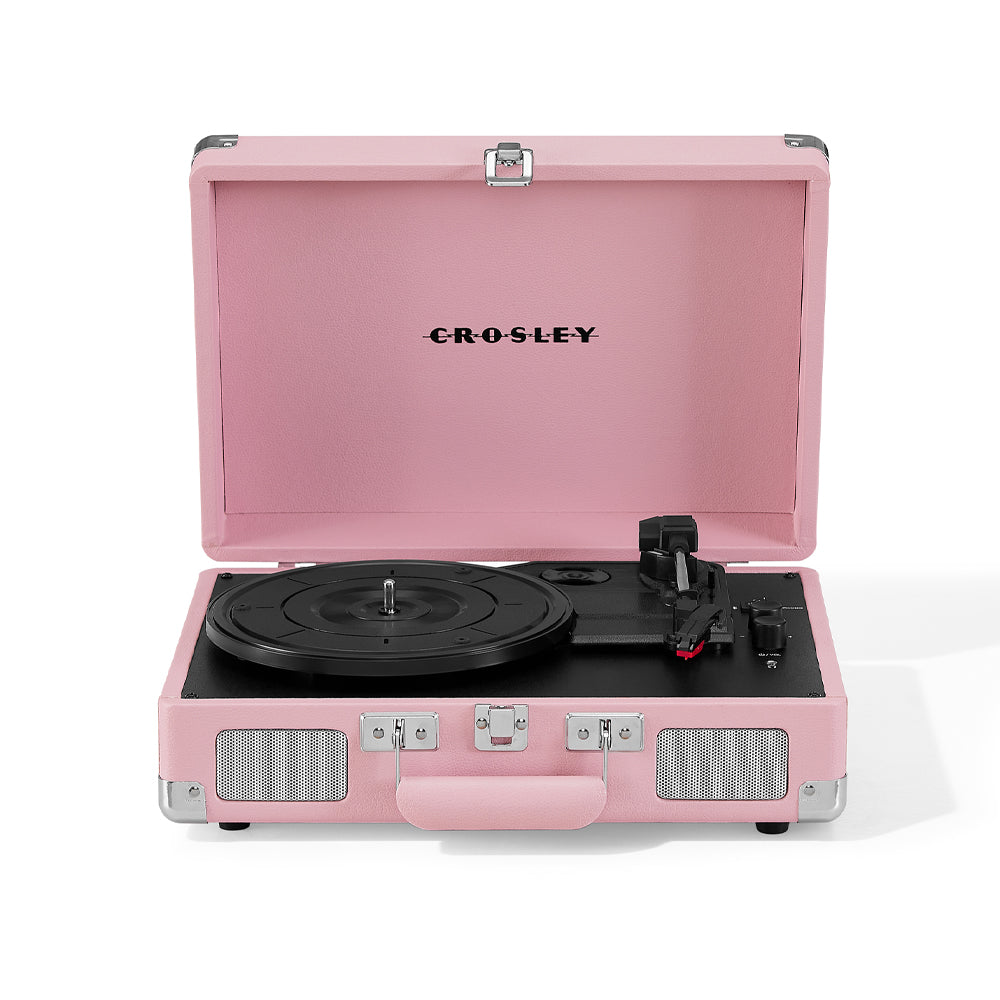 Crosley Cruiser Bluetooth Portable Turntable - Blush Pink + Bundled Majority D40X Bluetooth Speakers V398-CR8005EMY-BH4