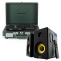 Crosley Cruiser Bluetooth Portable Turntable - Emerald Green + Bundled Majority D40X Bluetooth Speakers V398-CR8005FMY-EM4