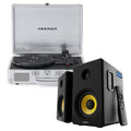 Crosley Cruiser Bluetooth Portable Turntable - Silver + Bundled Majority D40X Bluetooth Speakers V398-CR8005FMY-SI4