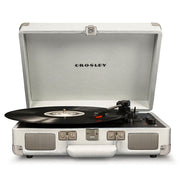 Crosley Cruiser Bluetooth Portable Turntable - White Sands + Bundled Majority D40X Bluetooth Speakers V398-CR8005FMY-WS4