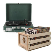Crosley Cruiser Bluetooth Portable Turntable - Emerald Green + Bundled Crosley Record Storage Crate V398-CR8005FSC-EM4