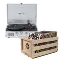 Crosley Cruiser Bluetooth Portable Turntable - Silver + Bundled Crosley Record Storage Crate V398-CR8005FSC-SI4
