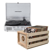 Crosley Cruiser Bluetooth Portable Turntable - Silver + Bundled Crosley Record Storage Crate V398-CR8005FSC-SI4