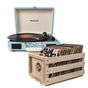 Crosley Cruiser Bluetooth Portable Turntable - Turquoise + Bundled Crosley Record Storage Crate V398-CR8005FSC-TU4