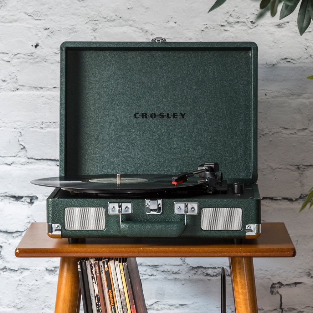 Crosley Cruiser Bluetooth Portable Turntable - Emerald Green + Bundled Crosley Record Storage Display Stand V398-CR8005FSS-EM4