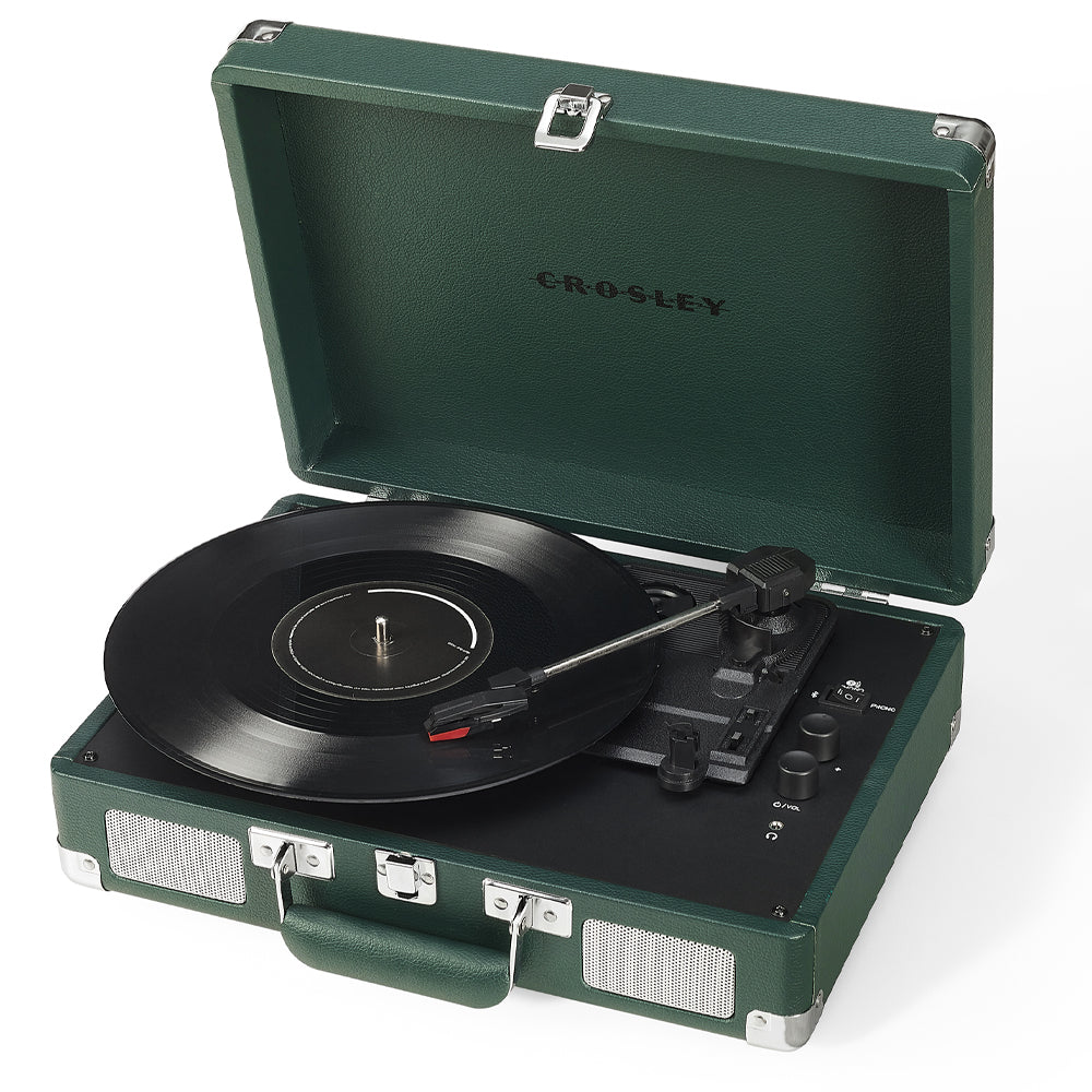 Crosley Cruiser Bluetooth Portable Turntable - Emerald Green + Bundled Crosley Record Storage Display Stand V398-CR8005FSS-EM4
