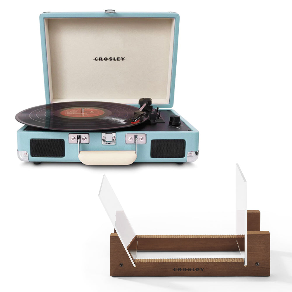 Crosley Cruiser Bluetooth Portable Turntable - Turquoise + Bundled Crosley Record Storage Display Stand V398-CR8005FSS-TU4