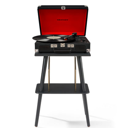 Crosley Cruiser Bluetooth Portable Turntable + Crosley Turntable Stand Bundle - Black V398-CR8005FST-BK4
