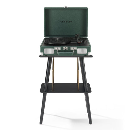Crosley Cruiser Bluetooth Portable Turntable + Crosley Turntable Stand Bundle - Emerald Green V398-CR8005FST-EM4
