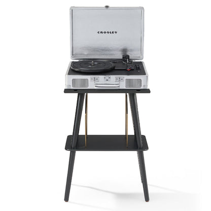 Crosley Cruiser Bluetooth Portable Turntable + Crosley Turntable Stand Bundle - Silver V398-CR8005FST-SI4