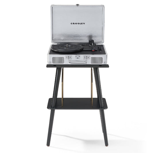 Crosley Cruiser Bluetooth Portable Turntable + Crosley Turntable Stand Bundle - Silver V398-CR8005FST-SI4