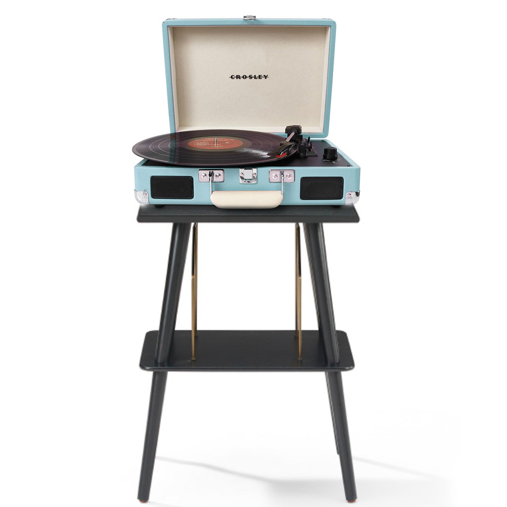 Crosley Cruiser Bluetooth Portable Turntable + Crosley Turntable Stand Bundle - Turquoise V398-CR8005FST-TU4