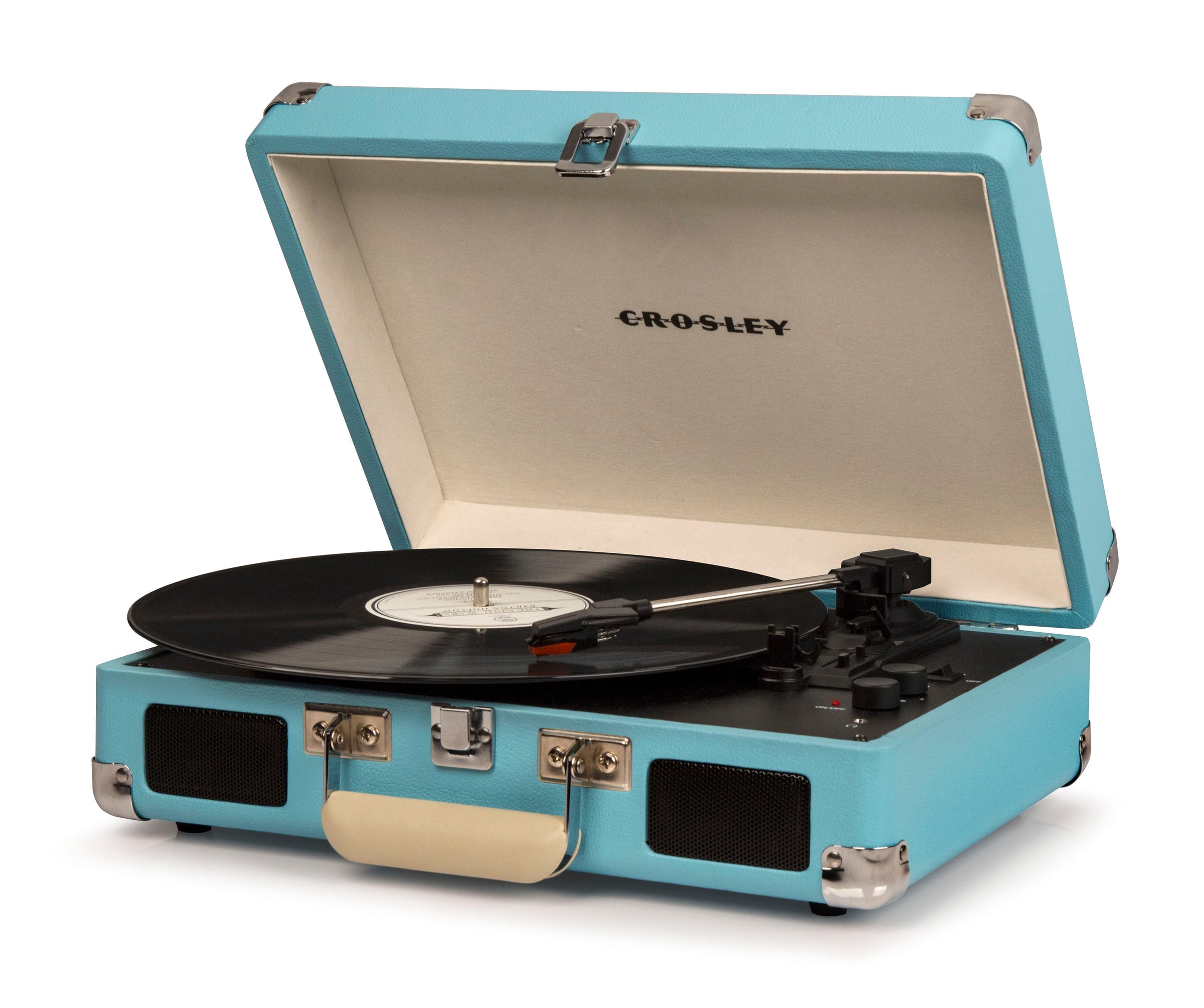 Crosley Cruiser Bluetooth Portable Turntable + Crosley Turntable Stand Bundle - Turquoise V398-CR8005FST-TU4
