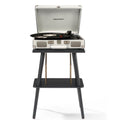 Crosley Cruiser Bluetooth Portable Turntable + Crosley Turntable Stand Bundle- White Sands V398-CR8005FST-WS4