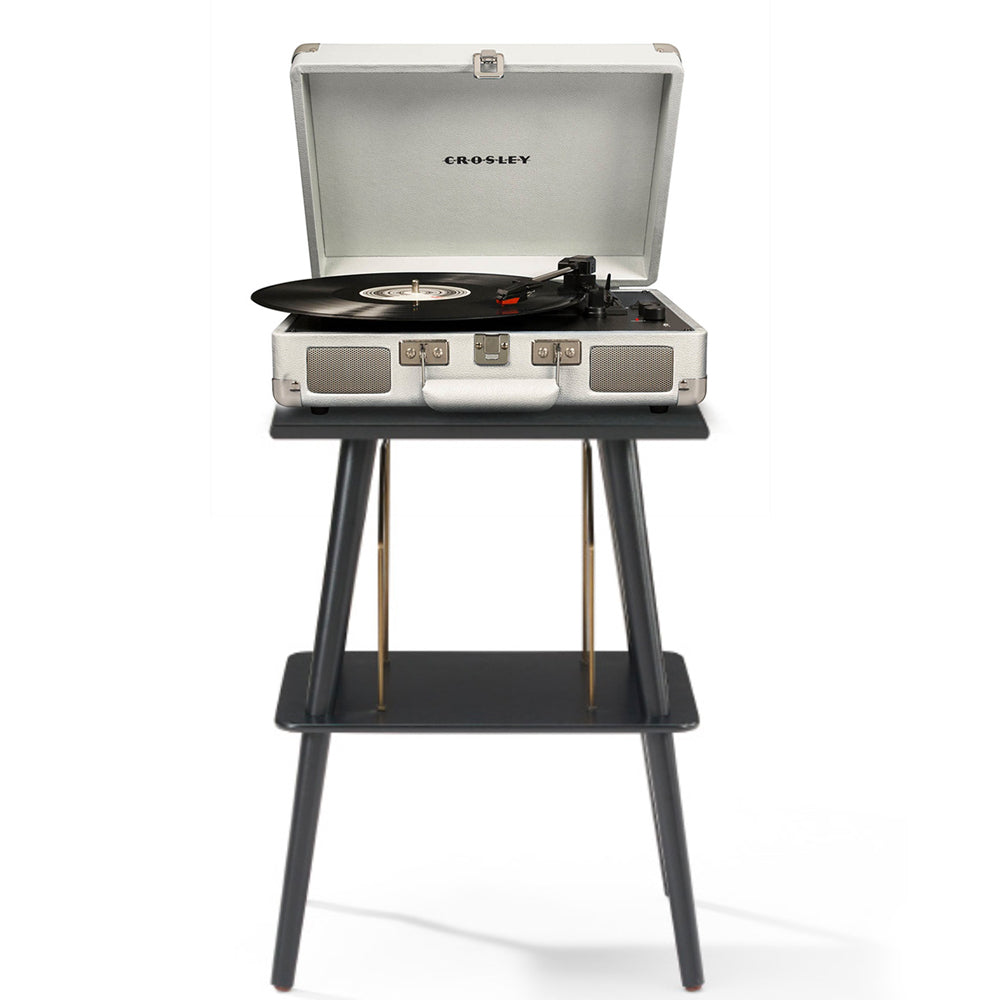 Crosley Cruiser Bluetooth Portable Turntable + Crosley Turntable Stand Bundle- White Sands V398-CR8005FST-WS4