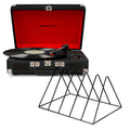 Crosley Cruiser Bluetooth Portable Turntable - Black + Gadhouse Vinyl Rack Bundle - Black V398-CR8005FVR-BK4