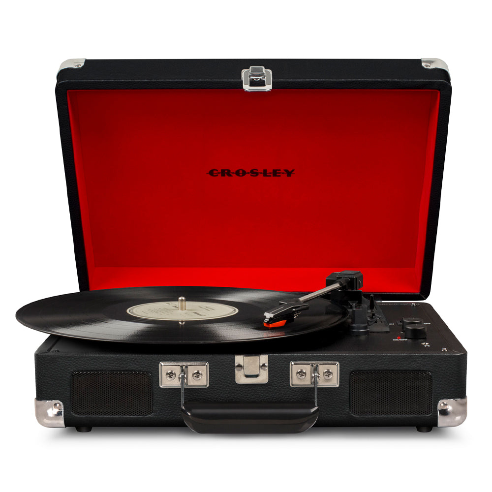 Crosley Cruiser Bluetooth Portable Turntable - Black + Gadhouse Vinyl Rack Bundle - Black V398-CR8005FVR-BK4
