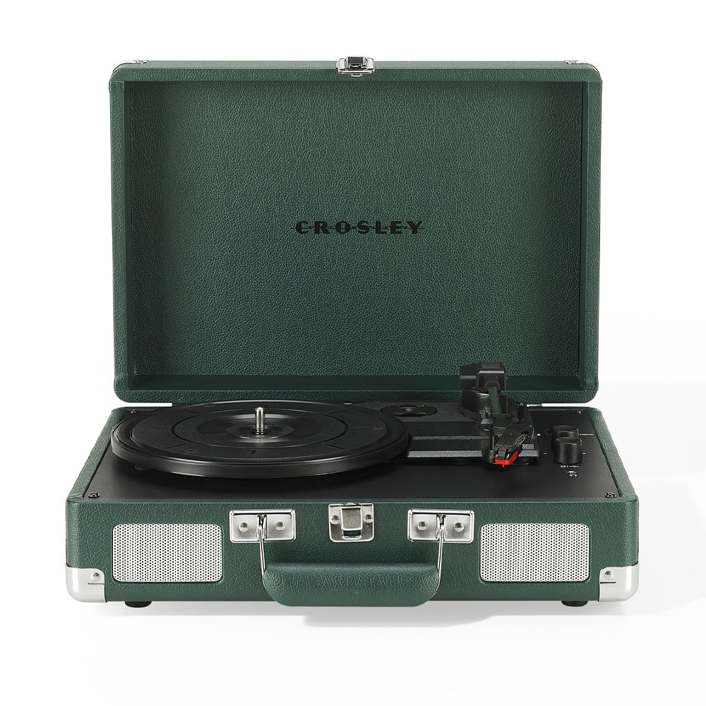 Crosley Cruiser Bluetooth Portable Turntable - Emerald Green + Gadhouse Vinyl Rack Bundle - Black V398-CR8005FVR-EM4