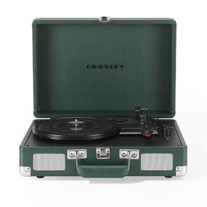 Crosley Cruiser Bluetooth Portable Turntable - Emerald Green + Gadhouse Vinyl Rack Bundle - Black V398-CR8005FVR-EM4