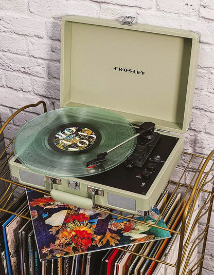 Crosley Cruiser Bluetooth Portable Turntable - Mint + Gadhouse Vinyl Rack Bundle - Black