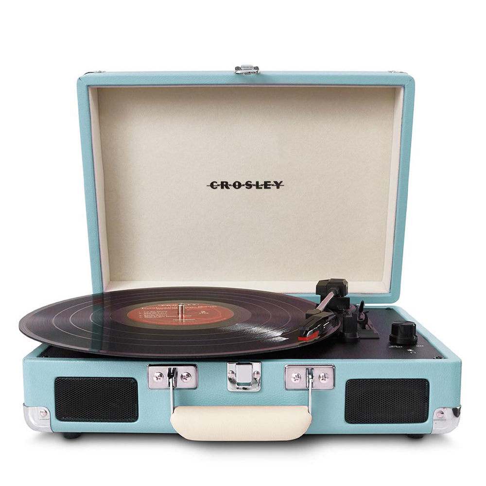 Crosley Cruiser Bluetooth Portable Turntable - Turquoise + Gadhouse Vinyl Rack Bundle - Black V398-CR8005FVR-TU4