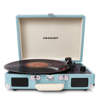 Crosley Cruiser Bluetooth Portable Turntable - Turquoise + Gadhouse Vinyl Rack Bundle - Black V398-CR8005FVR-TU4