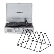 Crosley Cruiser Bluetooth Portable Turntable - Silver + Gadhouse Vinyl Rack Bundle - Black V398-CR8005FVRSI4